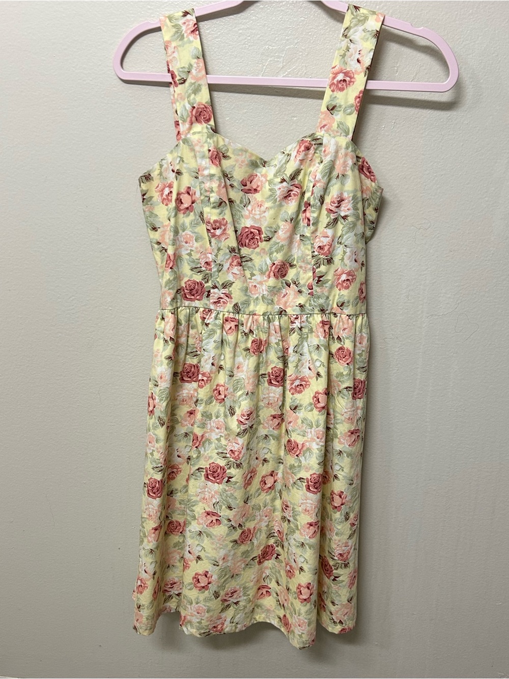 Yellow Rose Floral Print Summer Dress Sleeveless